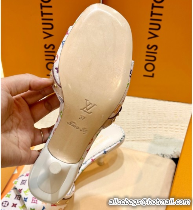 Unique Style Louis Vuitton LV x TM 6AM Heel Slides Sandal 5.5cm in Multicolor Monogram Canvas White 0222070