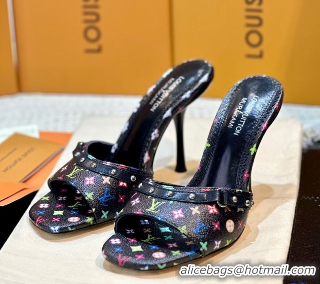 Good Looking Louis Vuitton LV x TM 6AM Heel Slides Sandal 8.5cm in Multicolor Monogram Canvas Black 0222071