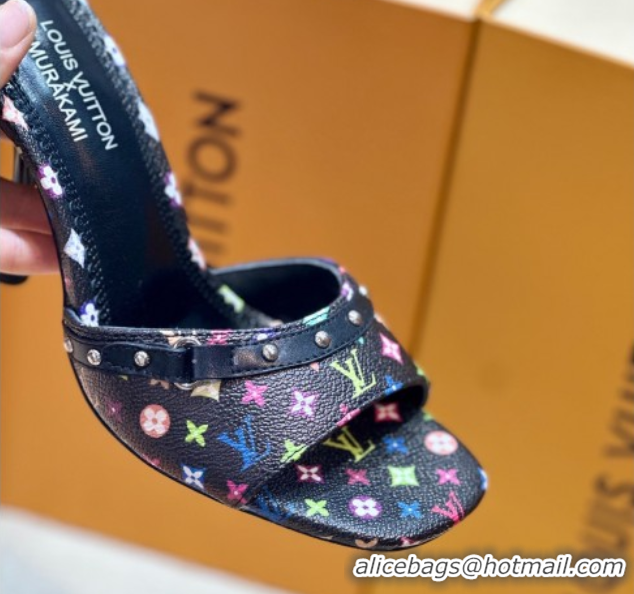 Good Looking Louis Vuitton LV x TM 6AM Heel Slides Sandal 8.5cm in Multicolor Monogram Canvas Black 0222071