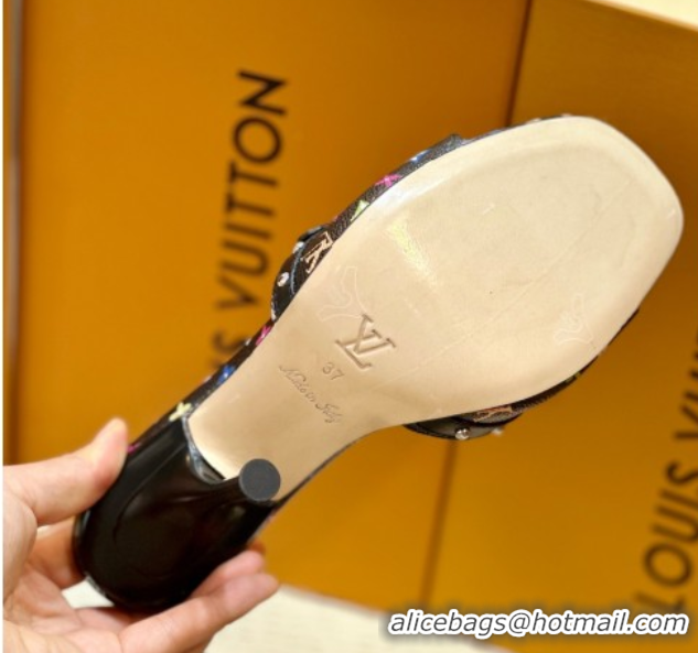 Good Looking Louis Vuitton LV x TM 6AM Heel Slides Sandal 8.5cm in Multicolor Monogram Canvas Black 0222071