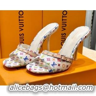 Top Grade Louis Vuitton LV x TM 6AM Heel Slides Sandal 8.5cm in Multicolor Monogram Canvas White 0222072