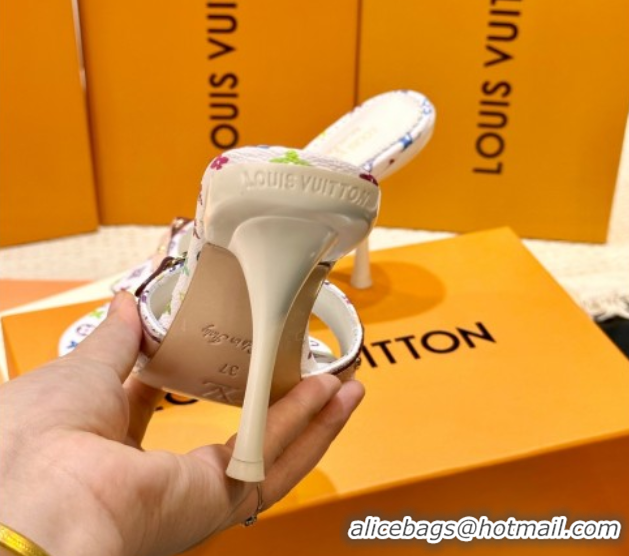 Top Grade Louis Vuitton LV x TM 6AM Heel Slides Sandal 8.5cm in Multicolor Monogram Canvas White 0222072