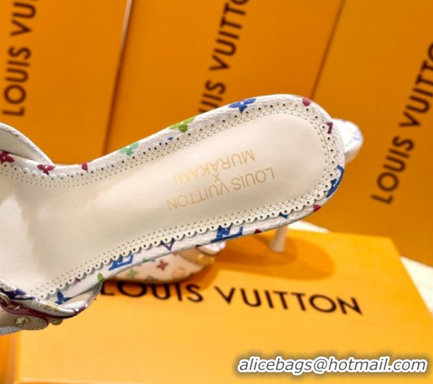 Top Grade Louis Vuitton LV x TM 6AM Heel Slides Sandal 8.5cm in Multicolor Monogram Canvas White 0222072