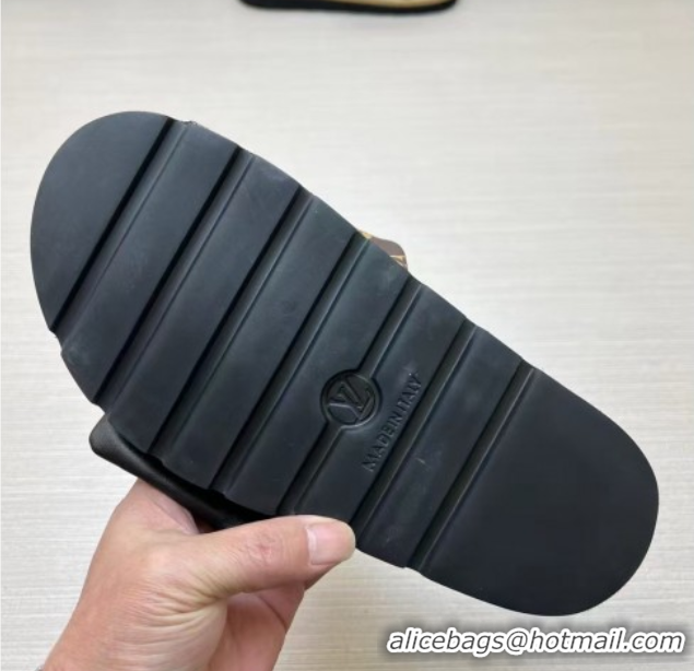 Good Quality Louis Vuitton LV x TM Pool Pillow Flat Comfort Slides Sandal in Monogram Nylon with Pouch Brown 0222076