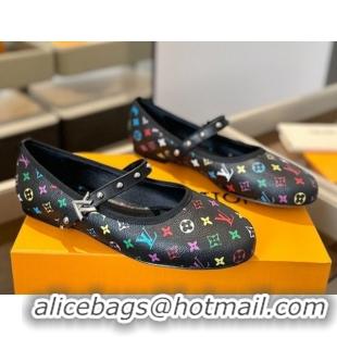 Sumptuous Louis Vuitton LV x TM Romy Flats Ballerinas in Multicolor Monogram Canvas Black 0222077