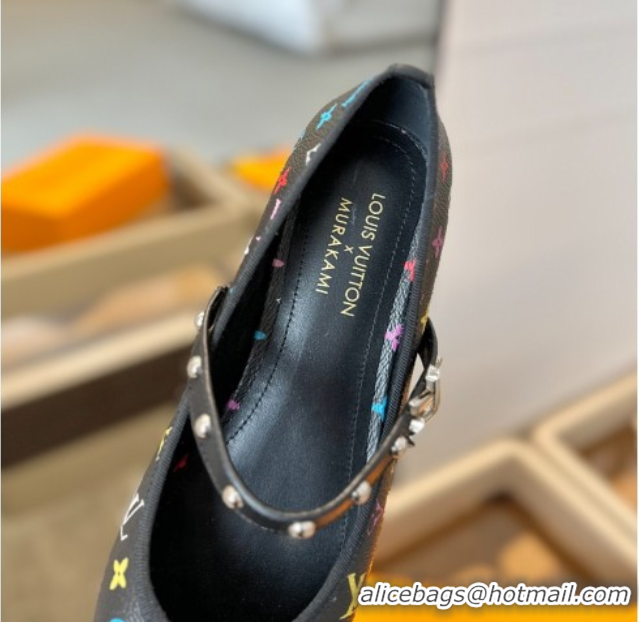 Sumptuous Louis Vuitton LV x TM Romy Flats Ballerinas in Multicolor Monogram Canvas Black 0222077
