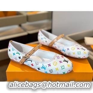 Grade Quality Louis Vuitton LV x TM Romy Flats Ballerinas in Multicolor Monogram Canvas White 0222079