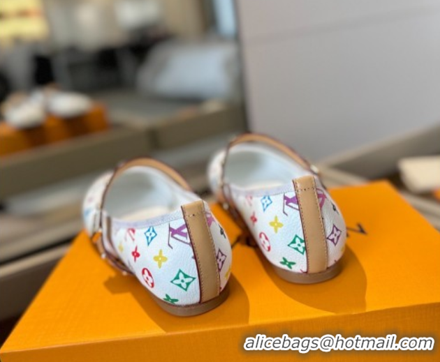 Grade Quality Louis Vuitton LV x TM Romy Flats Ballerinas in Multicolor Monogram Canvas White 0222079