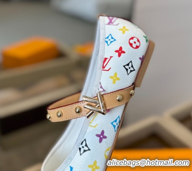 Grade Quality Louis Vuitton LV x TM Romy Flats Ballerinas in Multicolor Monogram Canvas White 0222079