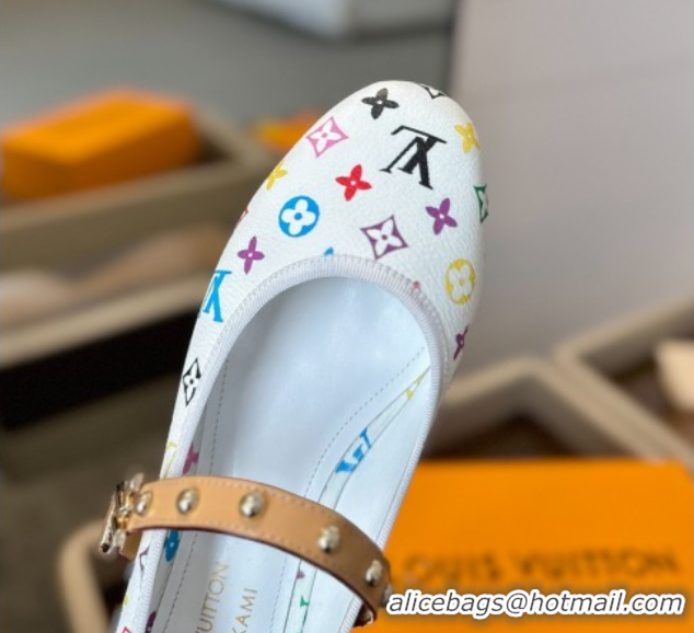 Grade Quality Louis Vuitton LV x TM Romy Flats Ballerinas in Multicolor Monogram Canvas White 0222079