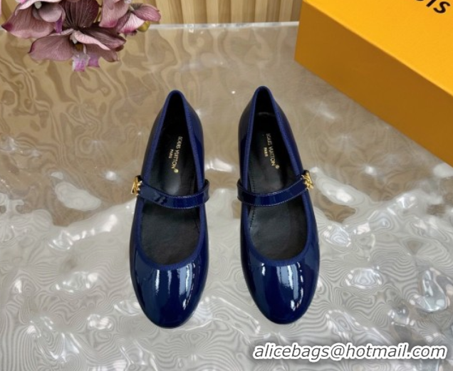 Shop Cheap Louis Vuitton Romy Flats Ballerinas in Patent Leather with LV Strap Royal Blue 0222084