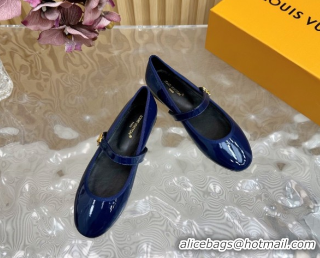 Shop Cheap Louis Vuitton Romy Flats Ballerinas in Patent Leather with LV Strap Royal Blue 0222084