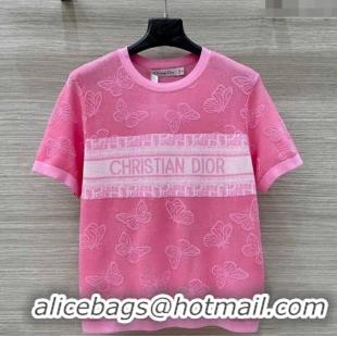 Super Quality Dior Tencel Blend Butterfly Top 527009 Pink 2025