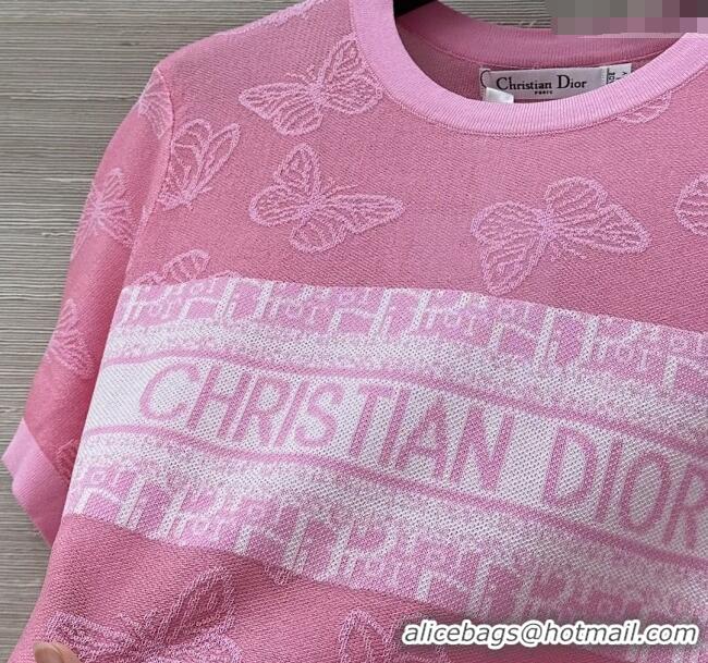 Super Quality Dior Tencel Blend Butterfly Top 527009 Pink 2025