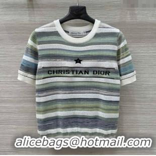 ​Reasonable Price Dior Wool Striped Top 527010 Green 2025