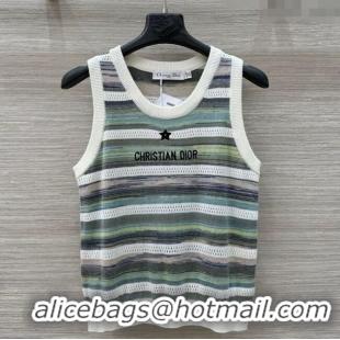 ​Well Crafted Dior Wool Striped Vest 527010 Green 2025