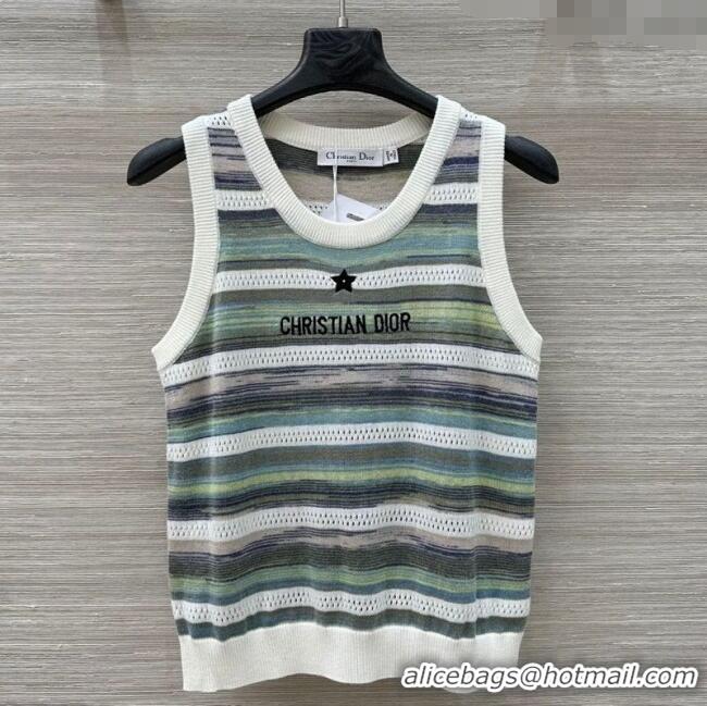 ​Well Crafted Dior Wool Striped Vest 527010 Green 2025