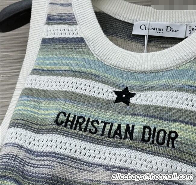 ​Well Crafted Dior Wool Striped Vest 527010 Green 2025