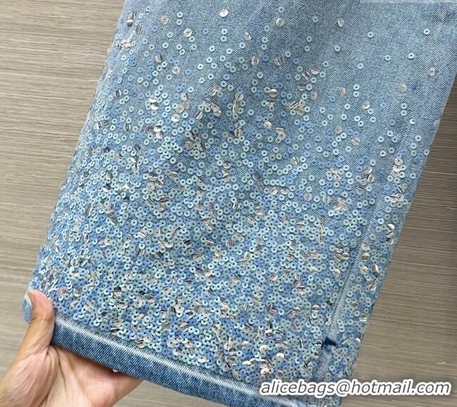 ​Famous Brand Chanel Jeans with Sequins 527020 Blue 2025