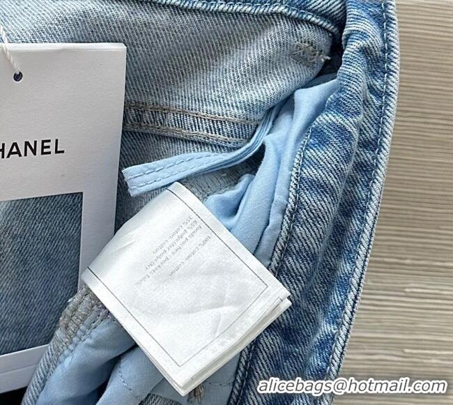 ​Famous Brand Chanel Jeans with Sequins 527020 Blue 2025