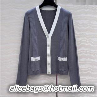 Famous Brand Chanel Cotton Cardigan 527019 Grey 2025