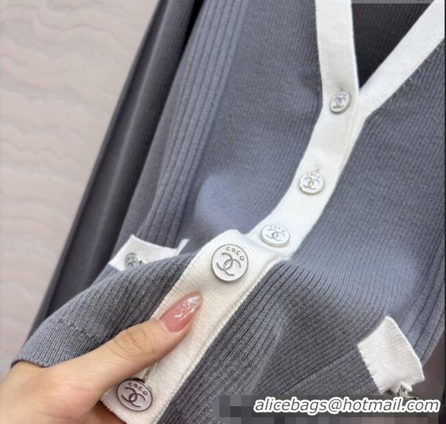 Famous Brand Chanel Cotton Cardigan 527019 Grey 2025