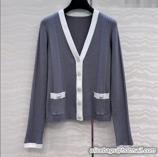 Famous Brand Chanel Cotton Cardigan 527019 Grey 2025