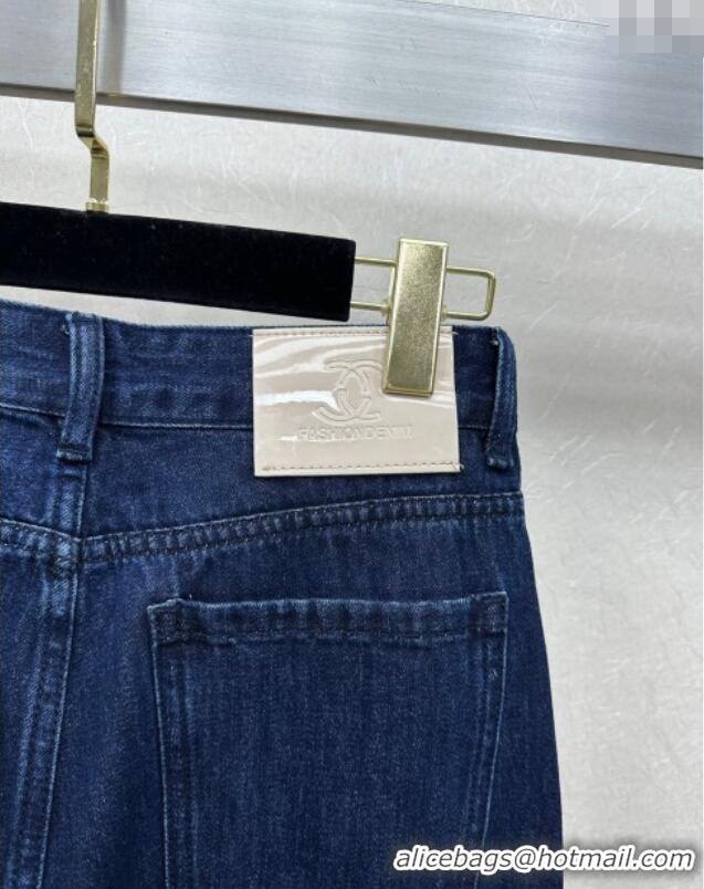 ​New Design Chanel Jeans with Maxi CC 527022 Navy Blue 2025