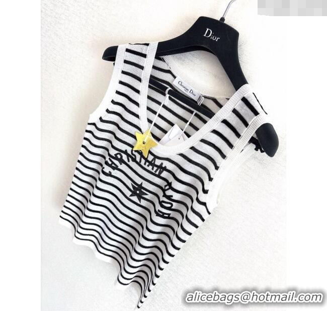 Good Quality Celine Linen Striped Vest 527016 White 2025