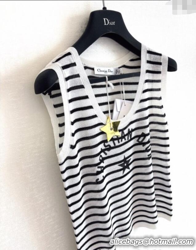 Good Quality Celine Linen Striped Vest 527016 White 2025
