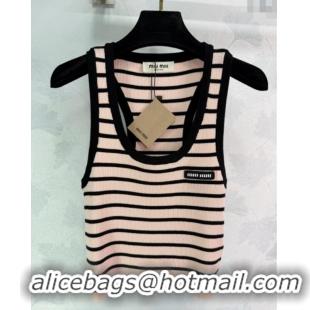 Best Grade Miu Miu Tencel Striped Vest 527015 Pink 2025