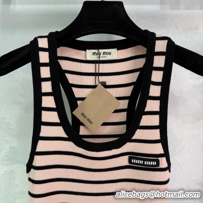Best Grade Miu Miu Tencel Striped Vest 527015 Pink 2025