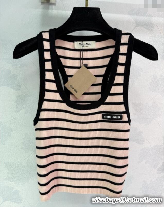Best Grade Miu Miu Tencel Striped Vest 527015 Pink 2025