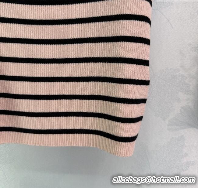 Best Grade Miu Miu Tencel Striped Vest 527015 Pink 2025
