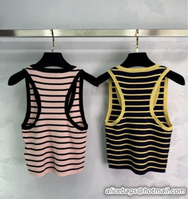 Best Grade Miu Miu Tencel Striped Vest 527015 Pink 2025