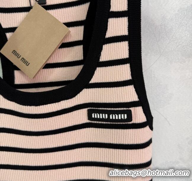 Best Grade Miu Miu Tencel Striped Vest 527015 Pink 2025