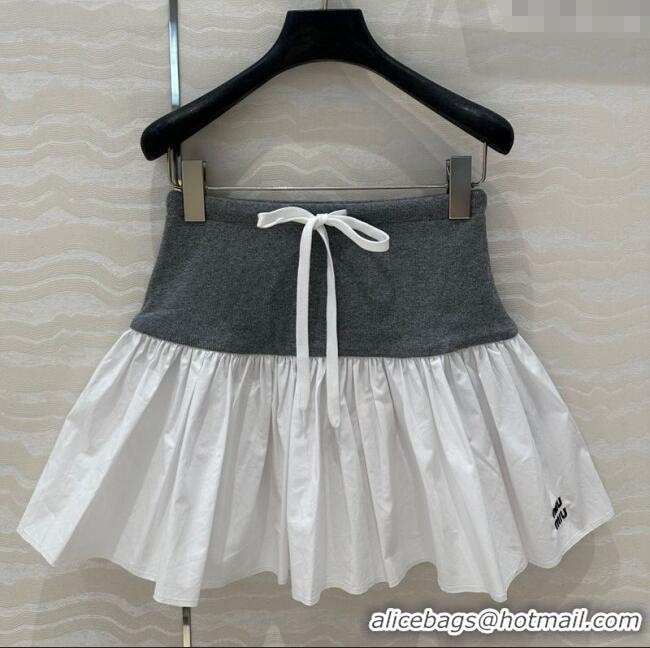 Low Cost Miu Miu Patchwork Mini Skirt 527025 White 2025
