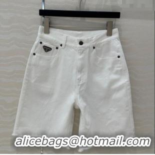 Unique Discount Prada Denim Shorts 527021 White 2025
