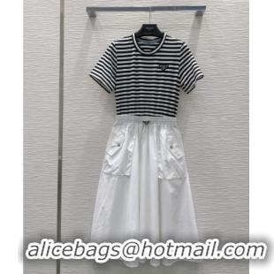 Good Quality Prada Patchwork Dress 527029 White 2025