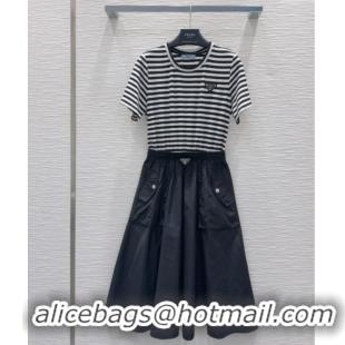 Grade Quality Prada Patchwork Dress 527029 Black 2025