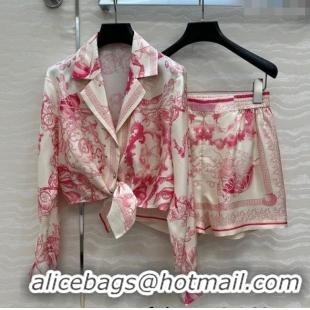 Reasonable Price Versace Silk Shirt and Shorts Set 527028 Pink 2025