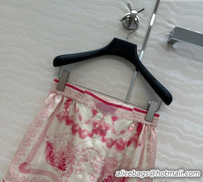 Reasonable Price Versace Silk Shirt and Shorts Set 527028 Pink 2025