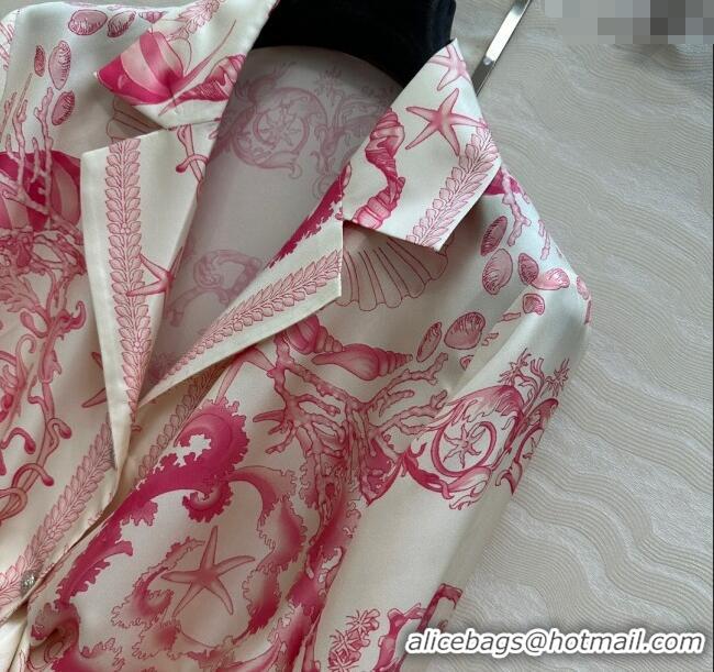 Reasonable Price Versace Silk Shirt and Shorts Set 527028 Pink 2025