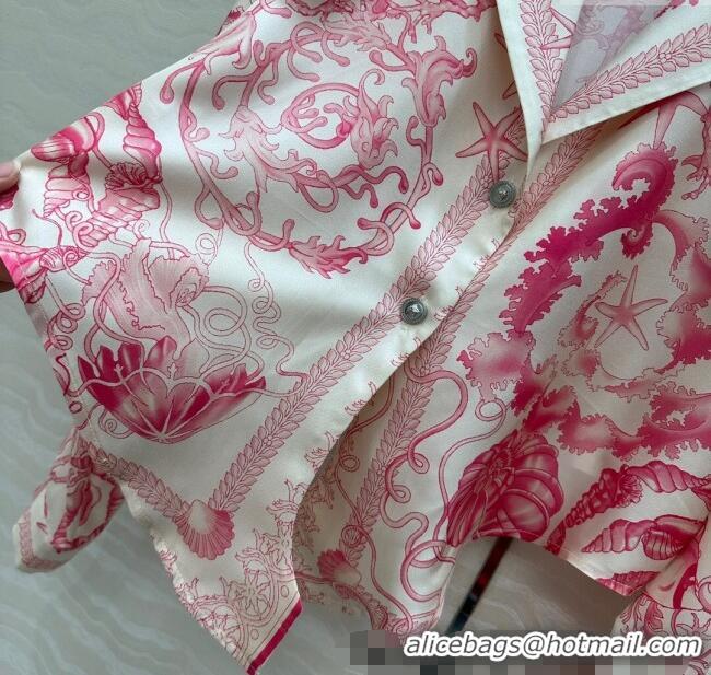 Reasonable Price Versace Silk Shirt and Shorts Set 527028 Pink 2025