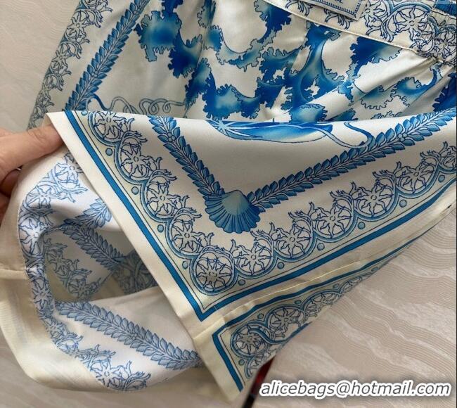 Well Crafted Versace Silk Shirt and Shorts Set 527028 Blue 2025