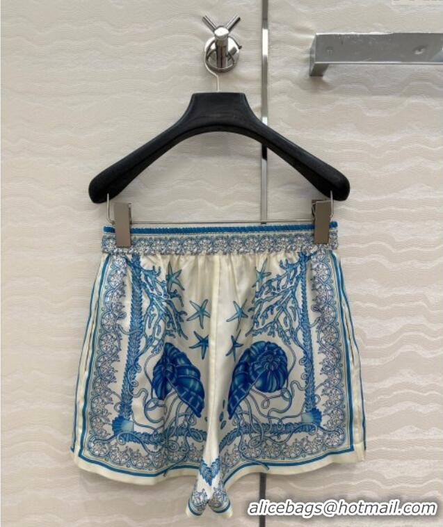 Well Crafted Versace Silk Shirt and Shorts Set 527028 Blue 2025