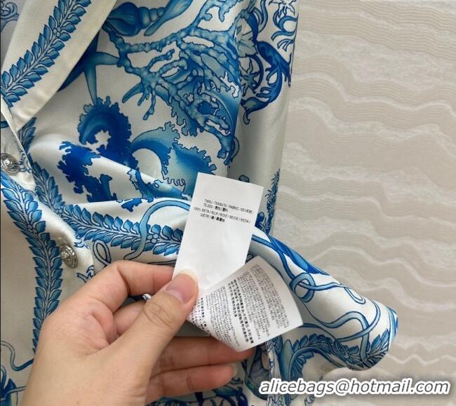 Well Crafted Versace Silk Shirt and Shorts Set 527028 Blue 2025