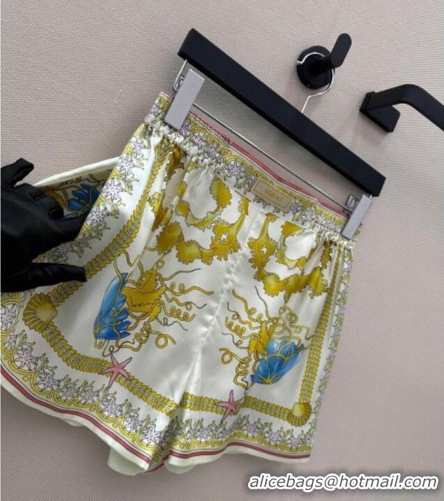 Top Quality Versace Silk Shirt and Shorts Set 527028 Yellow 2025