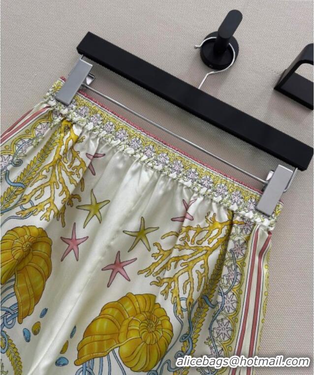 Top Quality Versace Silk Shirt and Shorts Set 527028 Yellow 2025