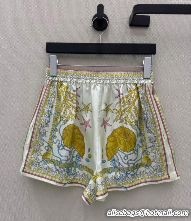 Top Quality Versace Silk Shirt and Shorts Set 527028 Yellow 2025